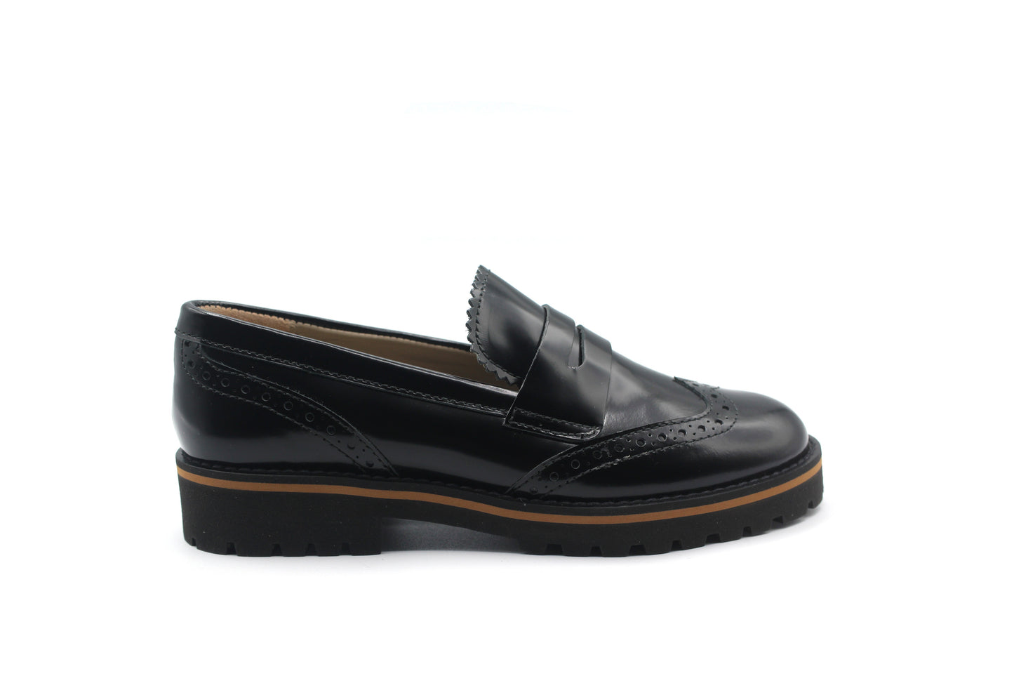 Beberlis Black Wingtip Chunky Loafer