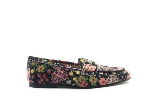 Don Louis Black Floral Penny Loafer