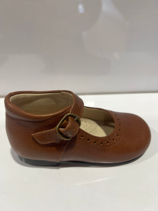 Beberlis Oak Brown Mary Jane Buckle Baby Bootie