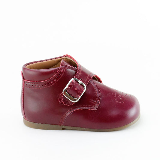 Papanatas Maroon Baby Buckle Bootie