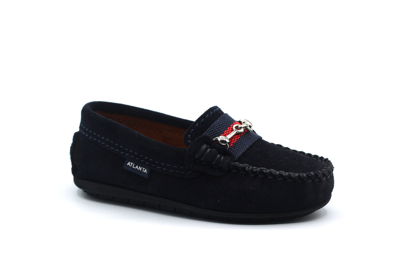 Atlanta Blue Dark Suede Strip & Buckle Loafer