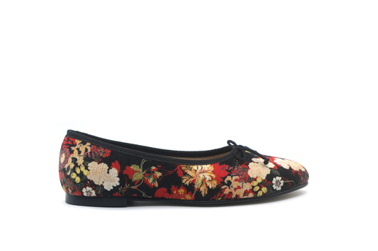 Valencia Black Floral Ballet Flat