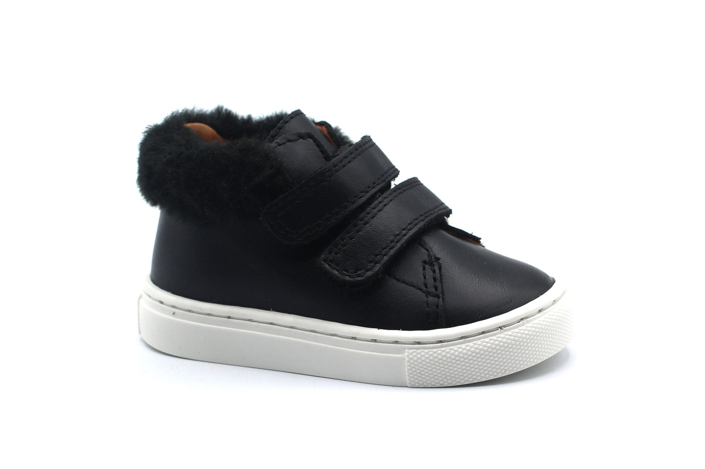 Atlanta Baby Fur Trim Velcro Black Baby Sneaker