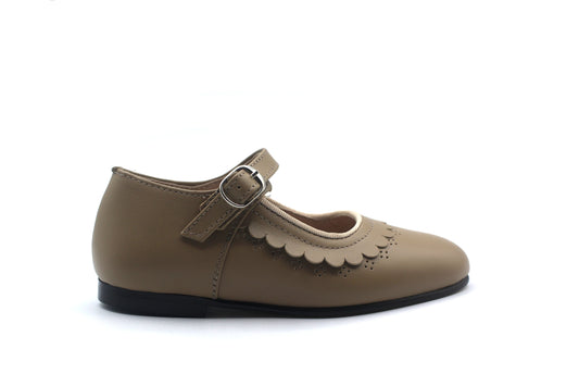 Don Louis Taupe Scalloped Mary Jane