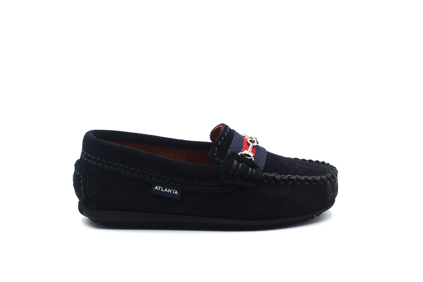 Atlanta Blue Dark Suede Strip & Buckle Loafer