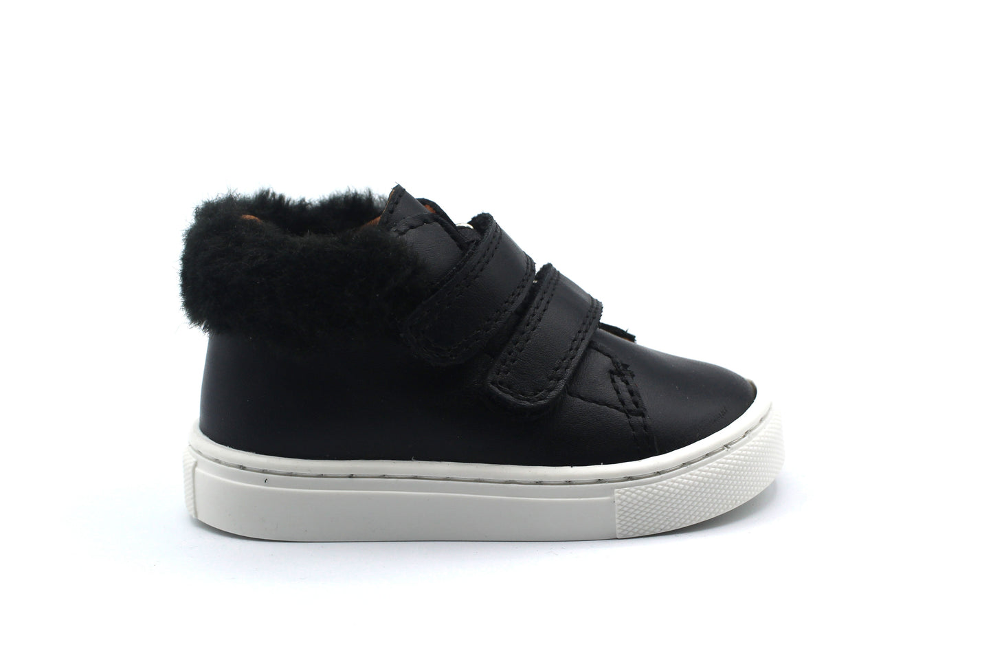 Atlanta Baby Fur Trim Velcro Black Baby Sneaker