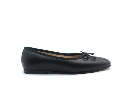 Valencia Black Leather Ballet Flat