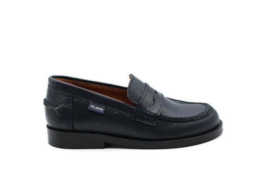 Atlanta Navy Pebbled Penny Loafer