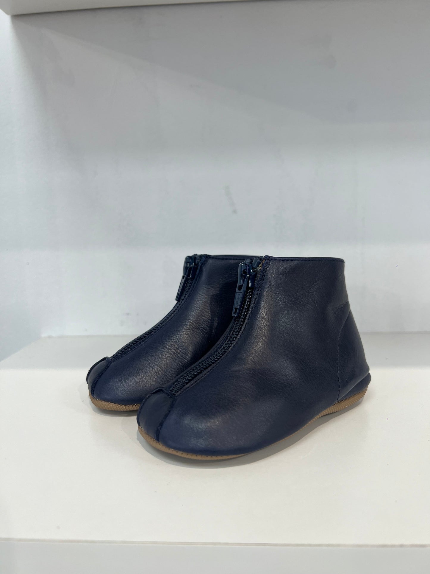 Pepe Navy Leather Zipper Bootie