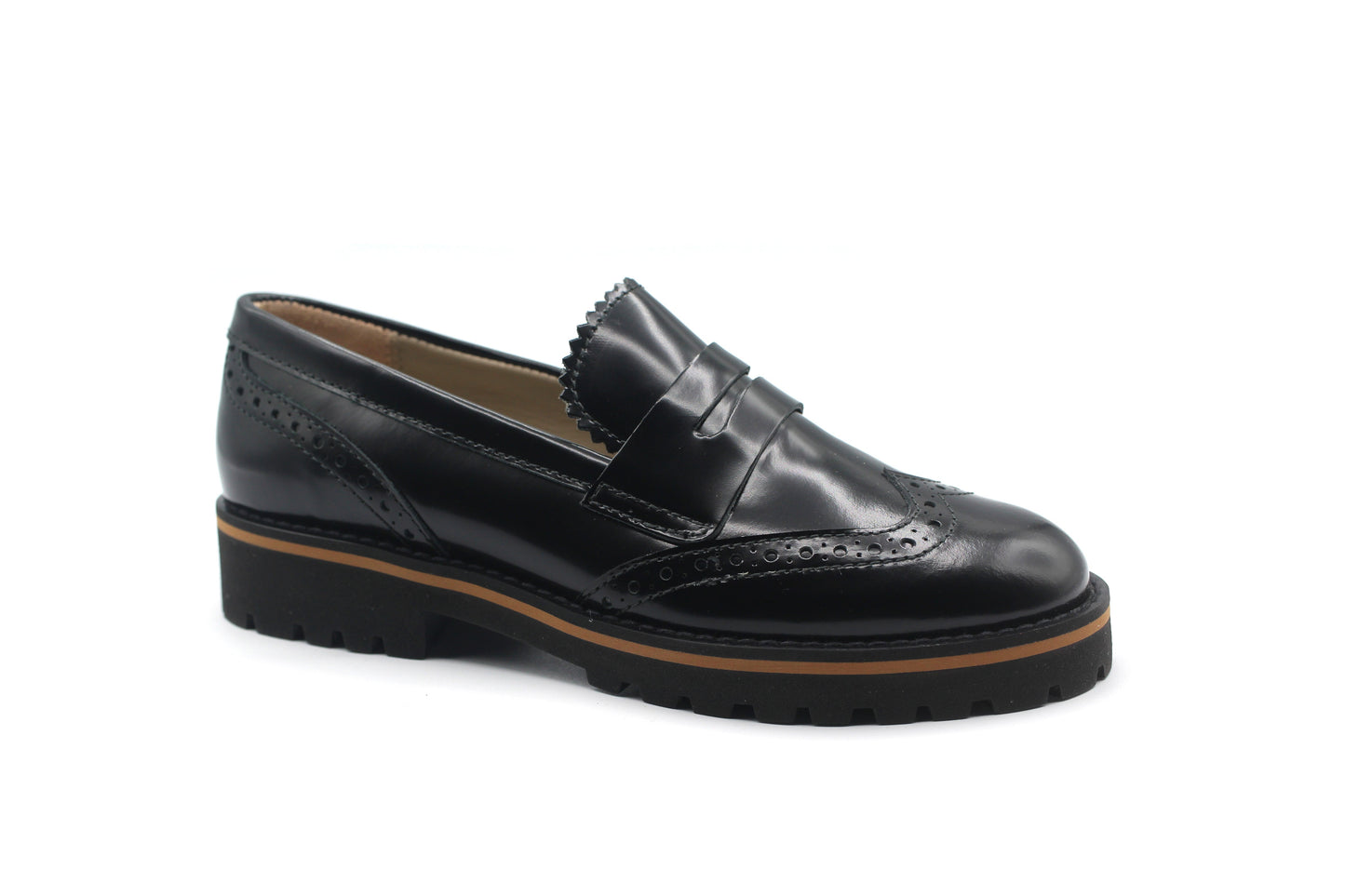 Beberlis Black Wingtip Chunky Loafer