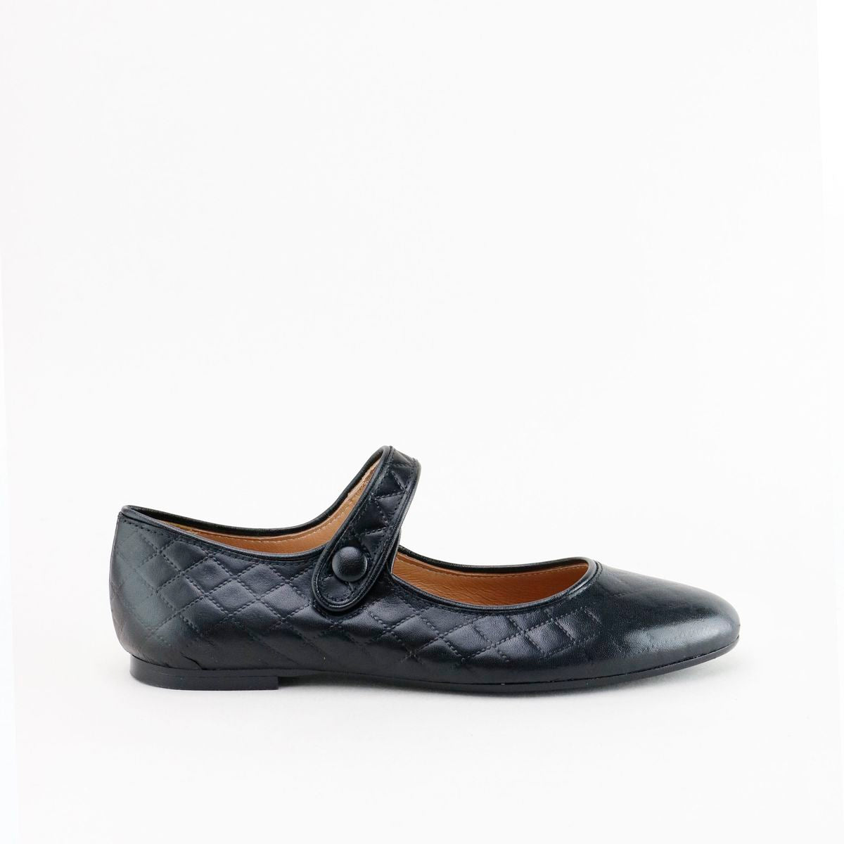 Papanatas Quilted Black Pointed Mary Jane