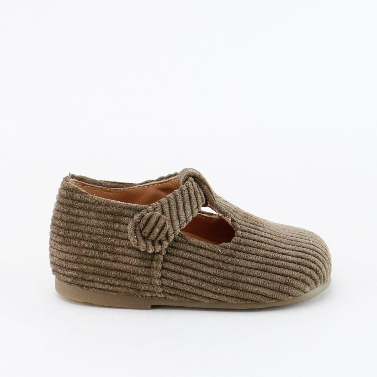 Papanatas Brown Cordurot Baby T-Strap