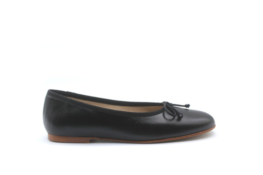 Valencia Black Leather Ballet Flat