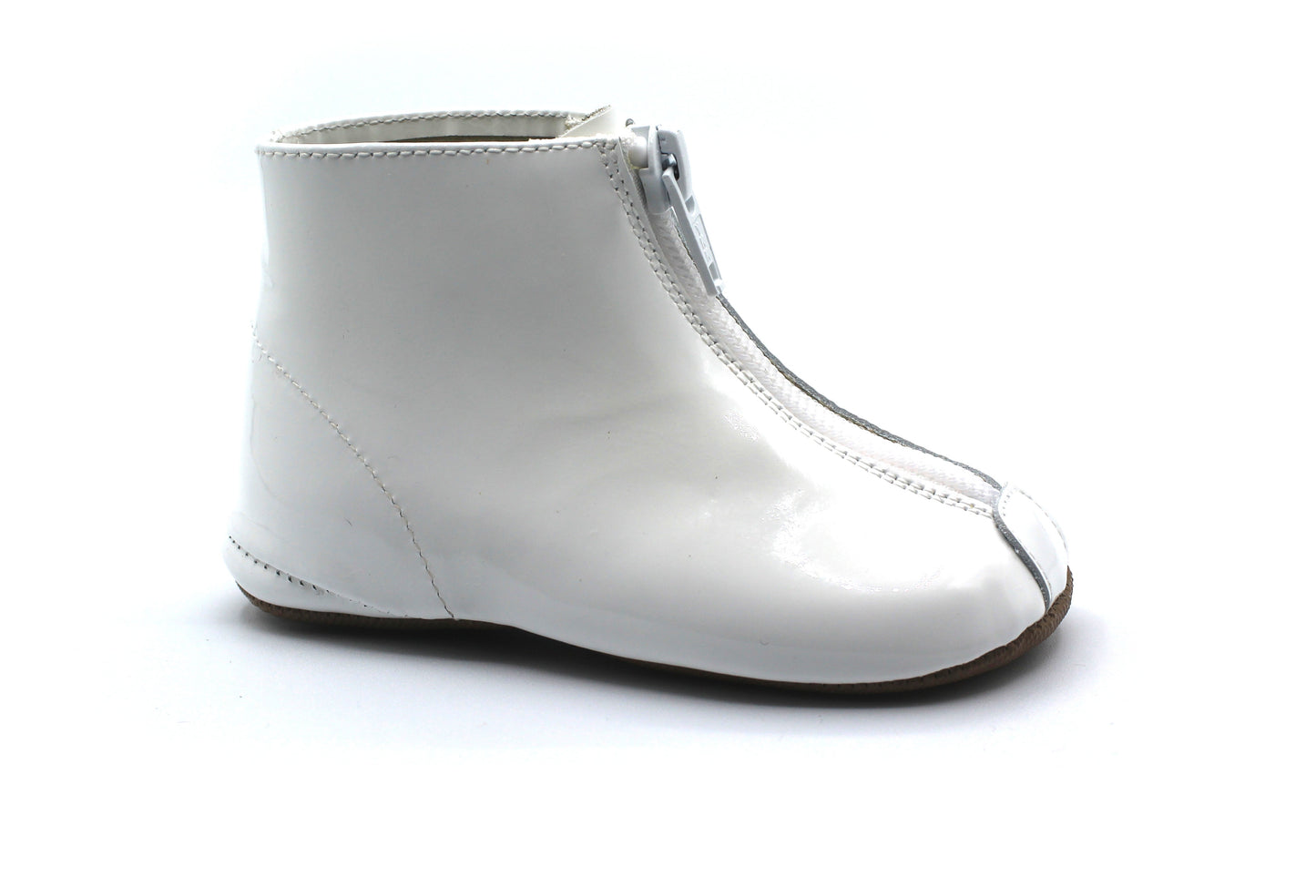 Pepe White Patent  Zipper Bootie