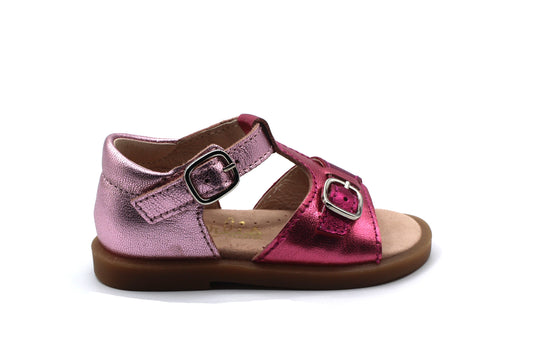 Beberlis Two-Tone Pink T-Strap Open Sandal