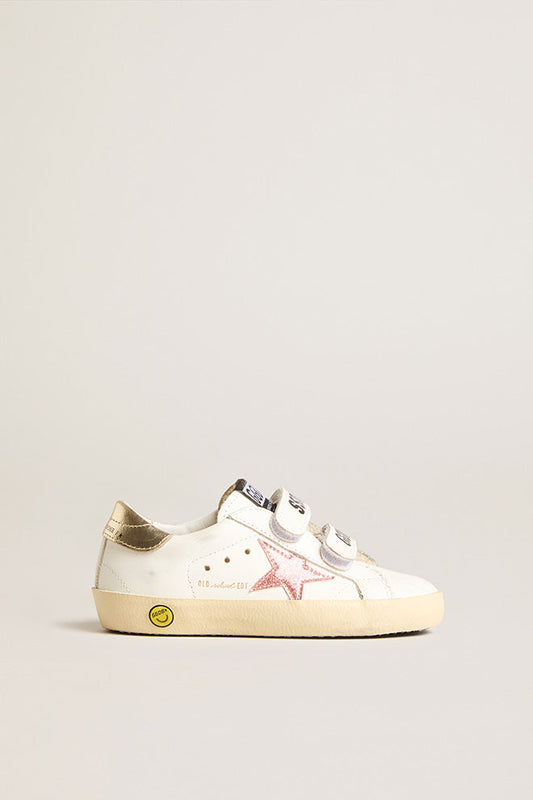 Golden Goose White Peach Platinum Velcro Sneaker