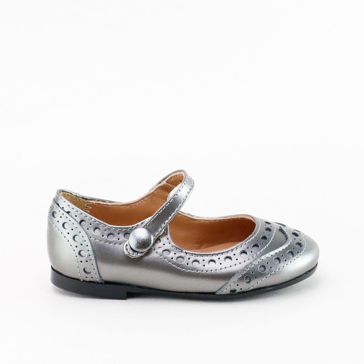 Papanatas Silver metallic Wingtip Mary Jane