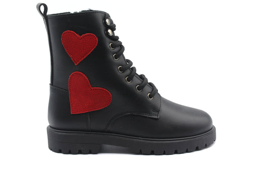 Don Louis Black Red Heart Lace Bootie