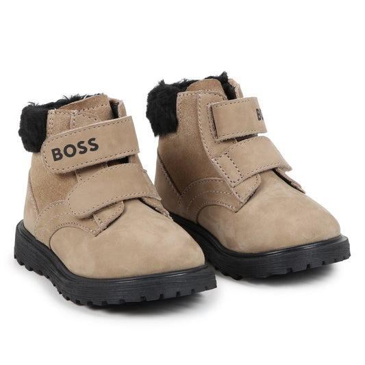 Hugo Boss Brown Faux Sherling Collar Boot