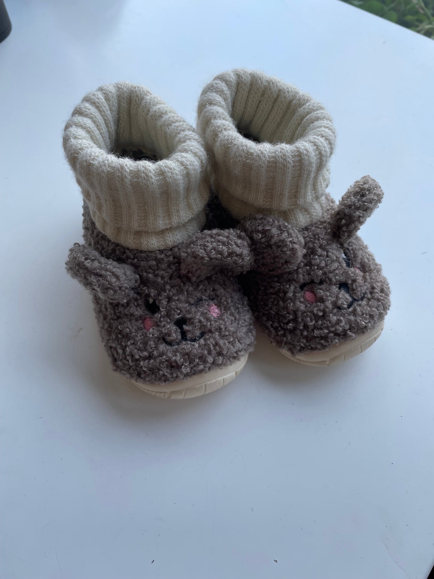 LMDI Taupe Teddy Slipper Bootie