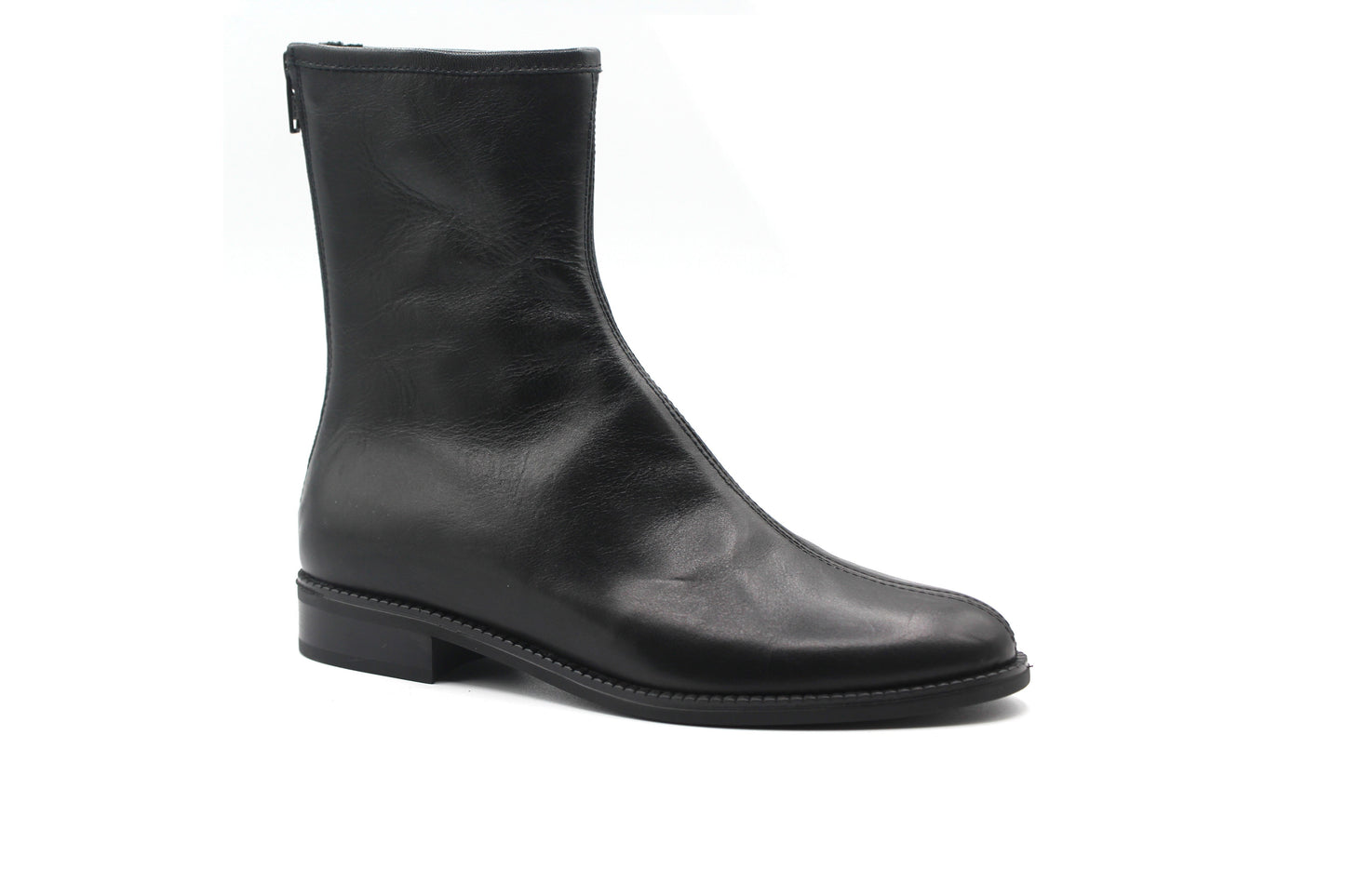 Valencia Black Leather Back Zip Bootie