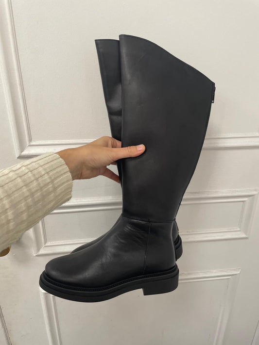 Valencia Black Leather Tall Boot