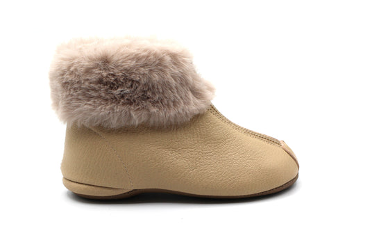 PEPE Beige With Fur Zipper Bootie